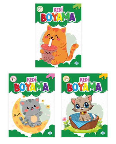 Kedi Boyama Seti - 3 Kitap Takım